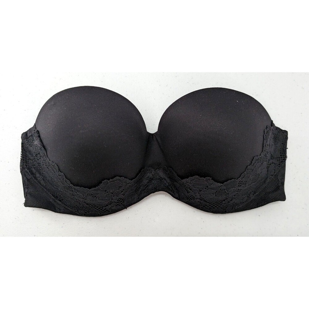 Victoria's Secret Bra Women's 32DD Black Lace Lined Strapless